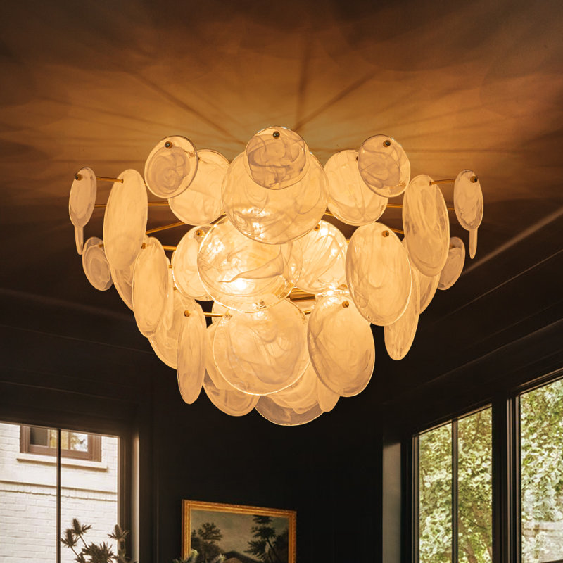 Bannasch 4-Light Layered Handmade Glass Semi-Flush Mount, 9, 20.9" H x 35.4" W x 35.4" D 