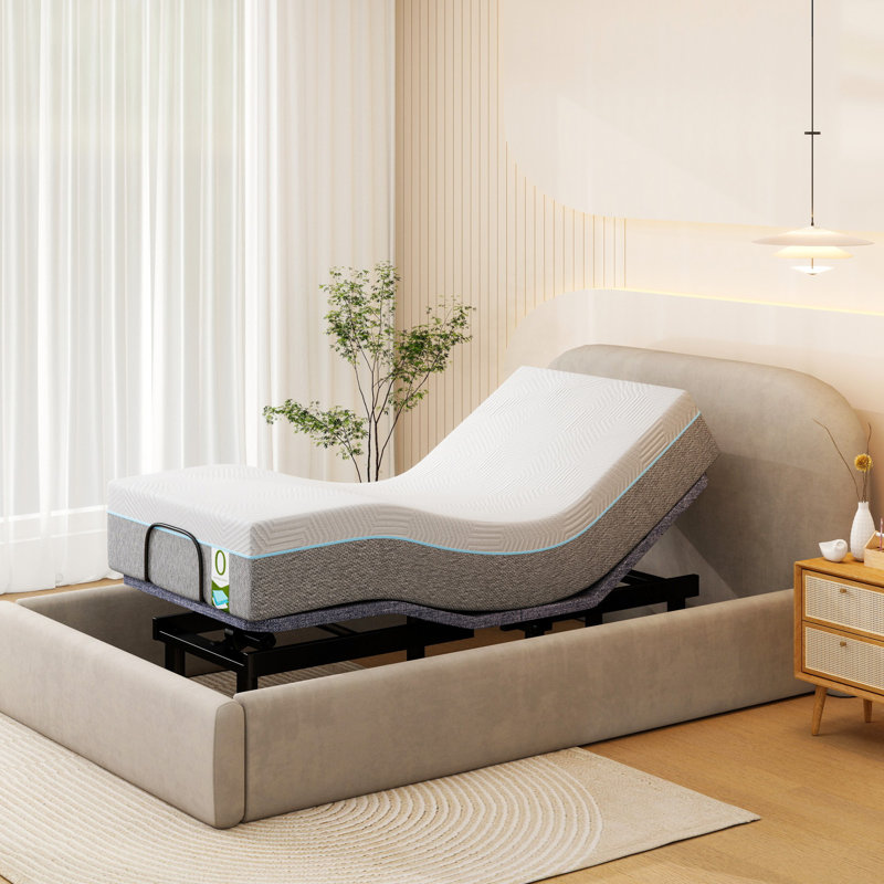 Base de lit réglable réglable avec matelas 12 po, tête de lit double et repose-tête électrique avec télécommande sans fil | 0 gravité | Anti-ronflement | DEL sous le lit | Ports USB