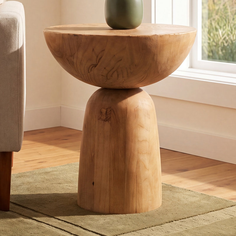 Saria Solid Wood End Table, Natural Pine