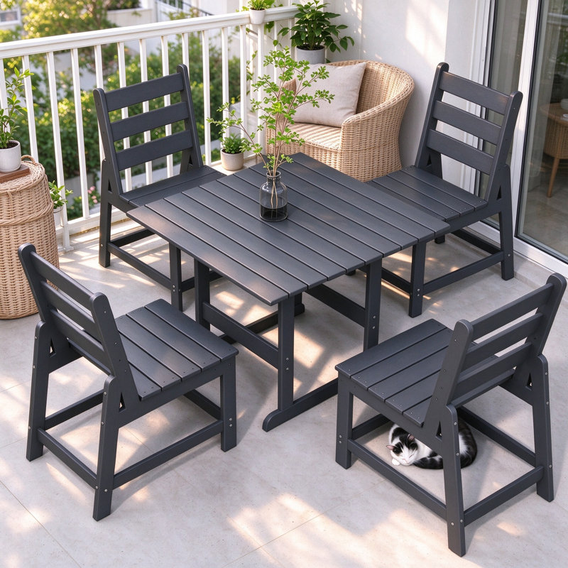 HDPE Square 4 - Person Outdoor-Dining-Set All Weather, Gray