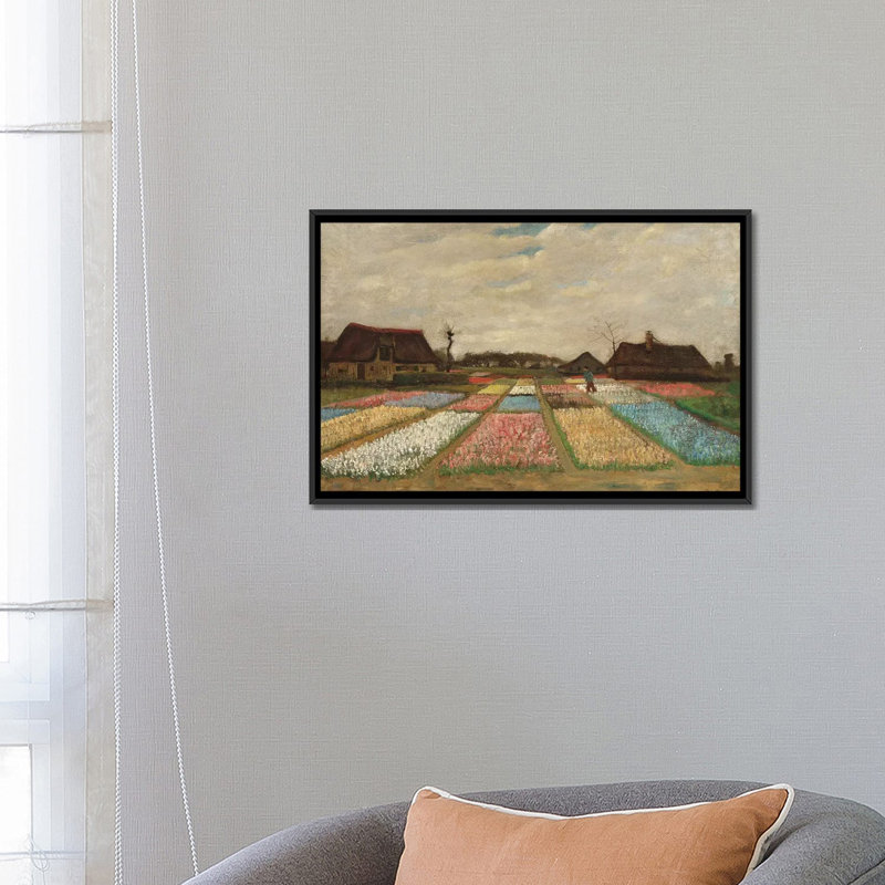 Tulpenfelder (Tulip Fields) par Vincent Van Gogh - reproduction d'art sur toile, H 18 po x l 26 po x p 1,5 po, Pas de tapis