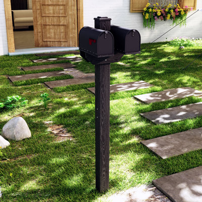 Black Side-By-Side Mailbox Post