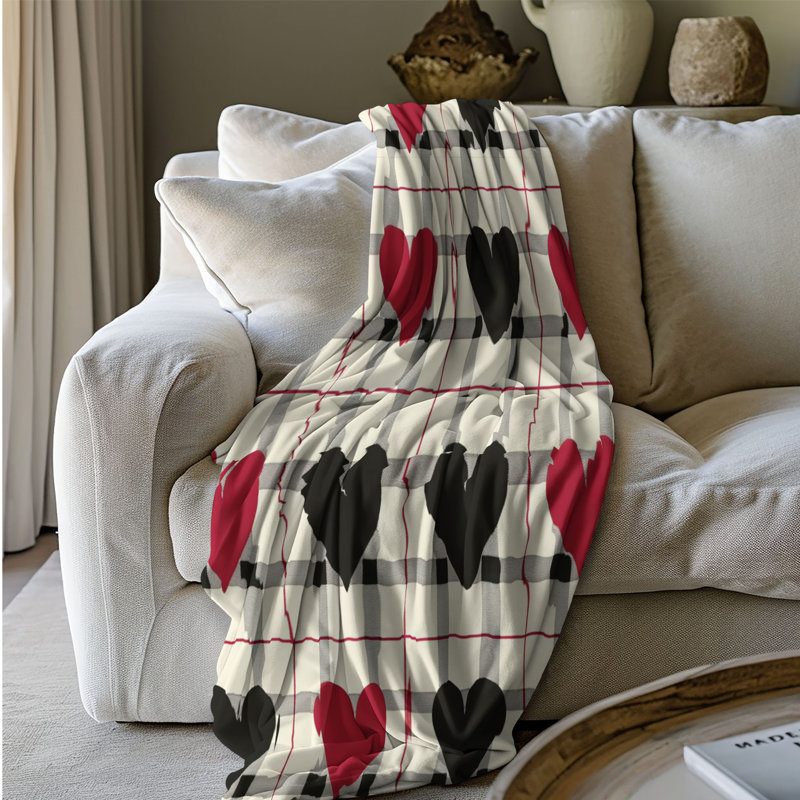 Style chéri à carreaux - Couverture Sherpa de qualité supérieure 1 pièce, Lit simple