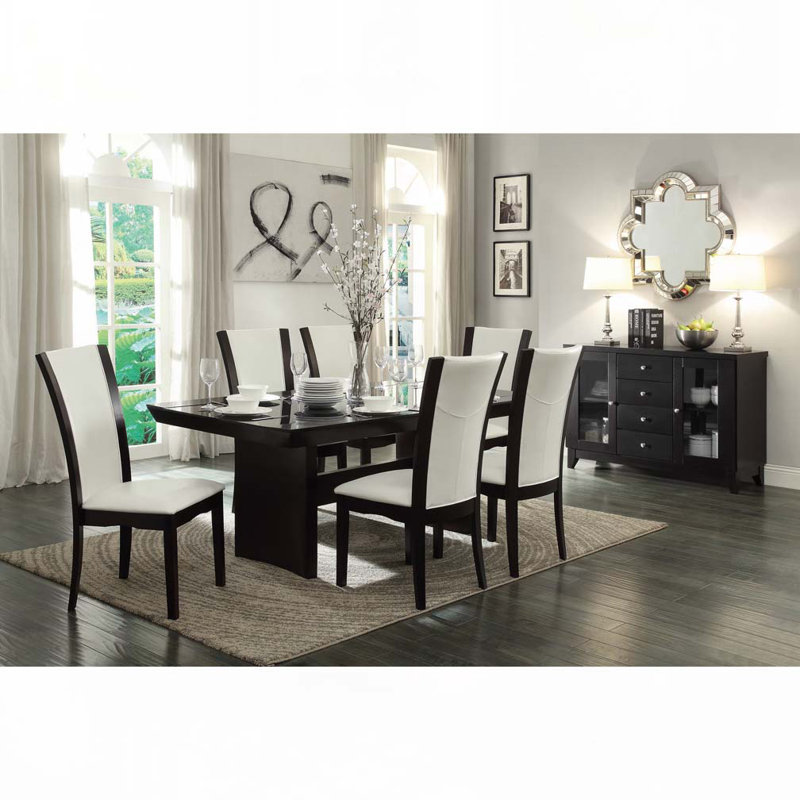 Modern Contemporary Dining Side Chairs Set Of 2, White, Espresso