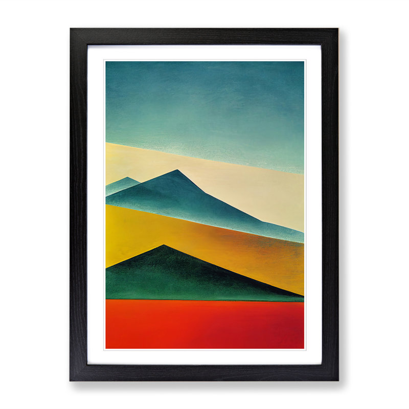 Mountain Abstract Layers - Picture Frame Print, Black, 64cm H x 46cm W x 2cm D