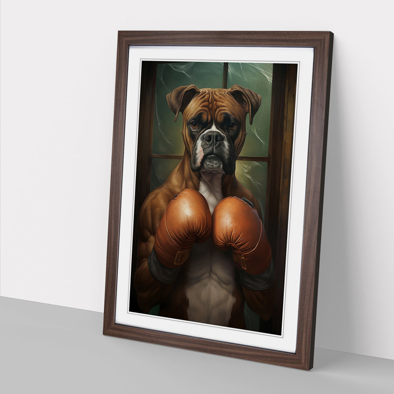 Boxer Dog Nouveau - Framed Print, Walnut Framed, 34cm H x 25cm W x 2cm D