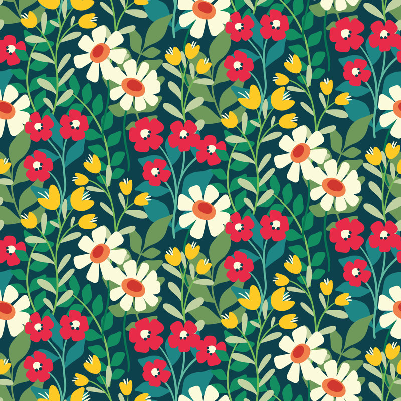 Motif floral sans soudure, H 36 po x l 36 po