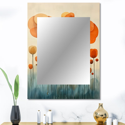 Aquarelle couleur automne champ de Renoncule - miroir mural Renoncule, miroir décoratif traditionnel, impression d'art en métal