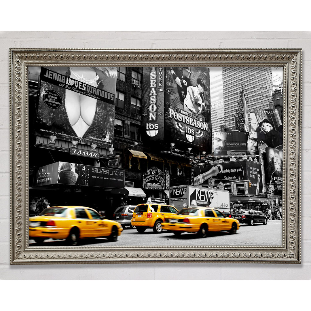 Nyc Broadway Cabs B N W - Einzelne Bilderrahmen Kunstdrucke