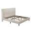 Lit plateforme tapissier en chenille ivoire Charlotte avec tête haute et pieds en bois massif-133402930-133402935