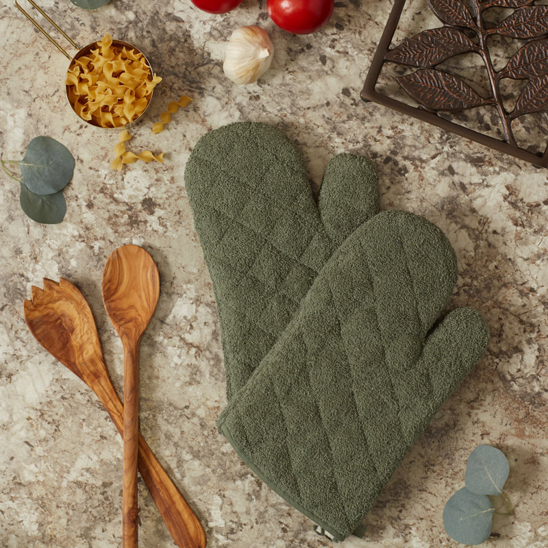 Design Imports Terry Oven Mitt, Vert