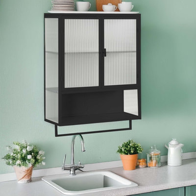 23.62"Glass Doors Modern Two-Door Wall Cabinet