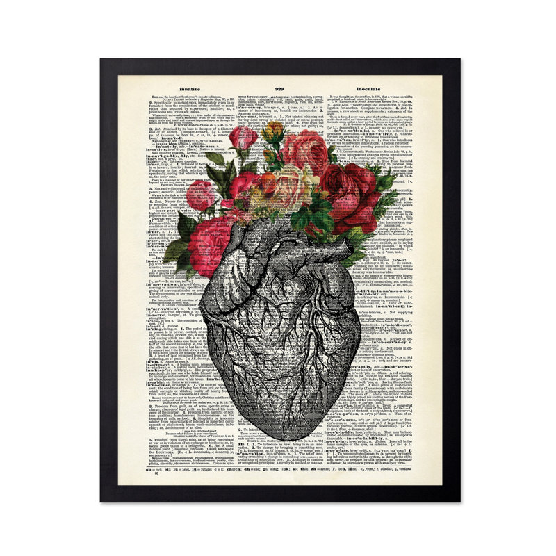 Cœur floral, H 08 po x l 10 po, Affiche, Sans cadre