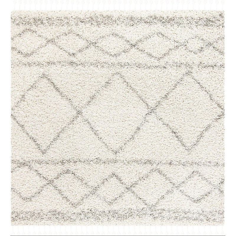 Mckamey Pro Lux Shag 400 Performance Geometric Rug, Square 3'