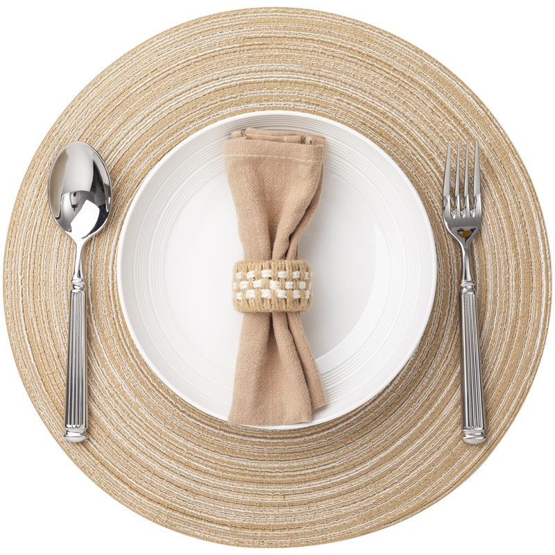 Ensemble de napperons ronds de 6 napperons tissés tressés lavables pour la table de salle à manger
