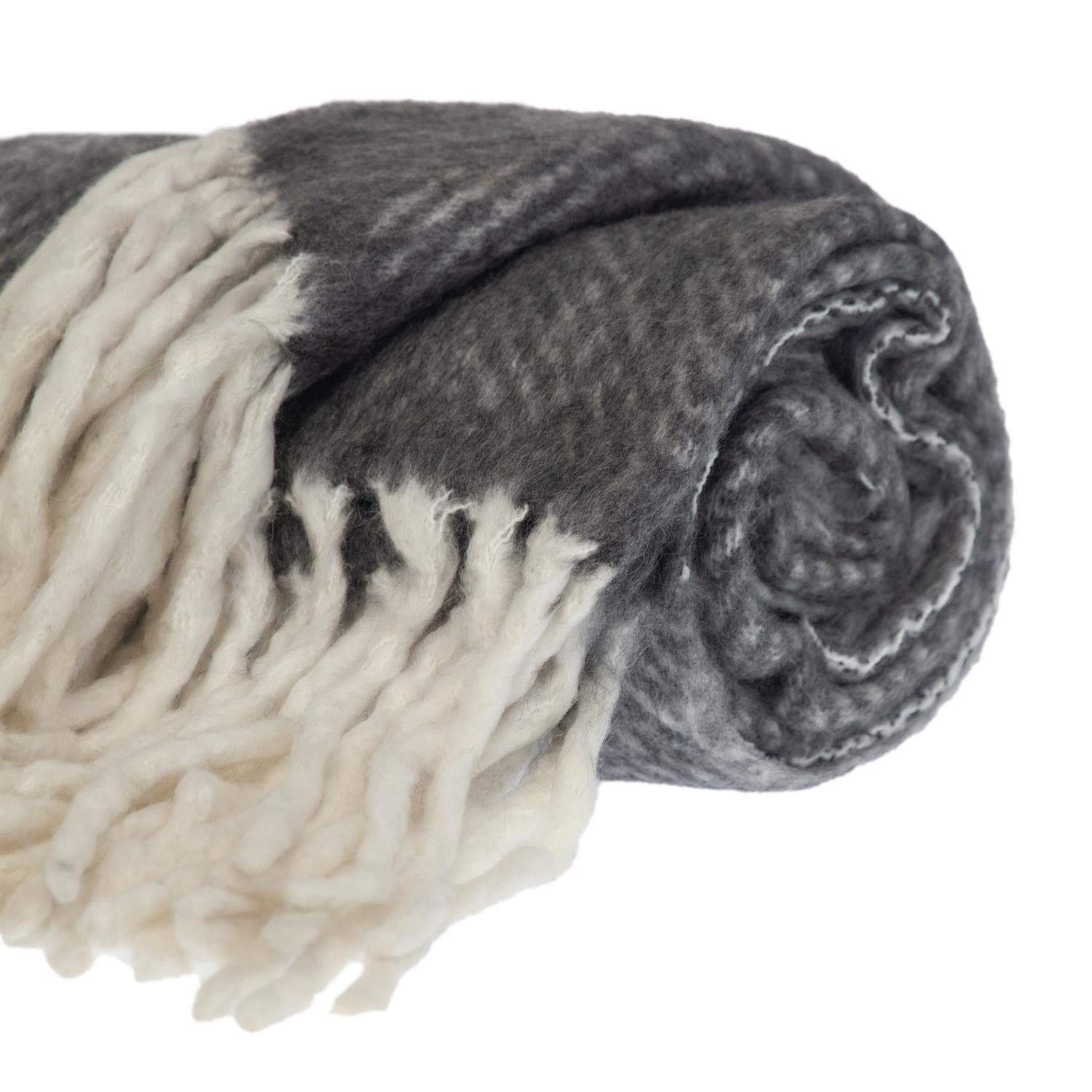 Ixia Knit Wool Blend Throw Blanket, Black/White
