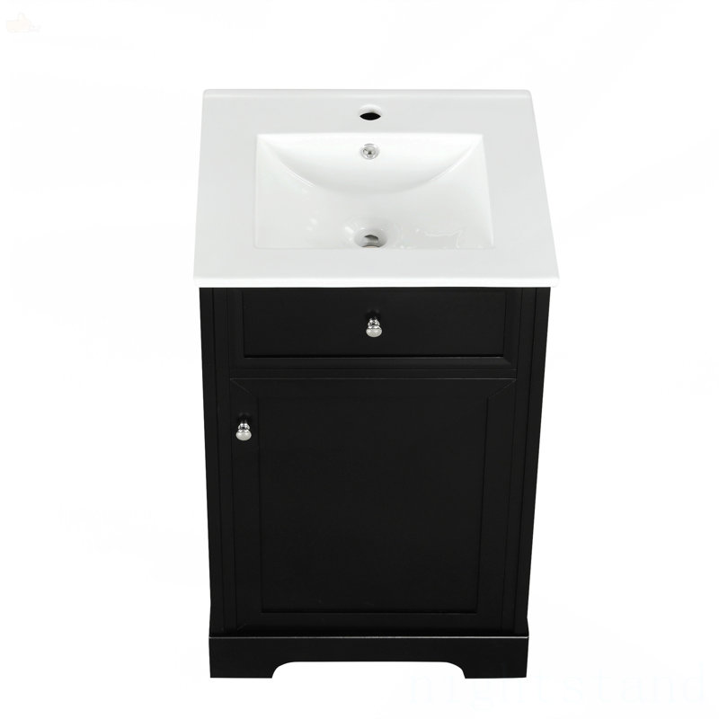 Meuble-lavabo de 20 po avec lavabo, Noir