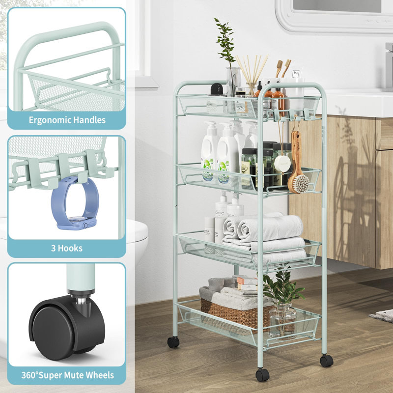 82.8cm H x 43.6cm W Utility Cart, Green