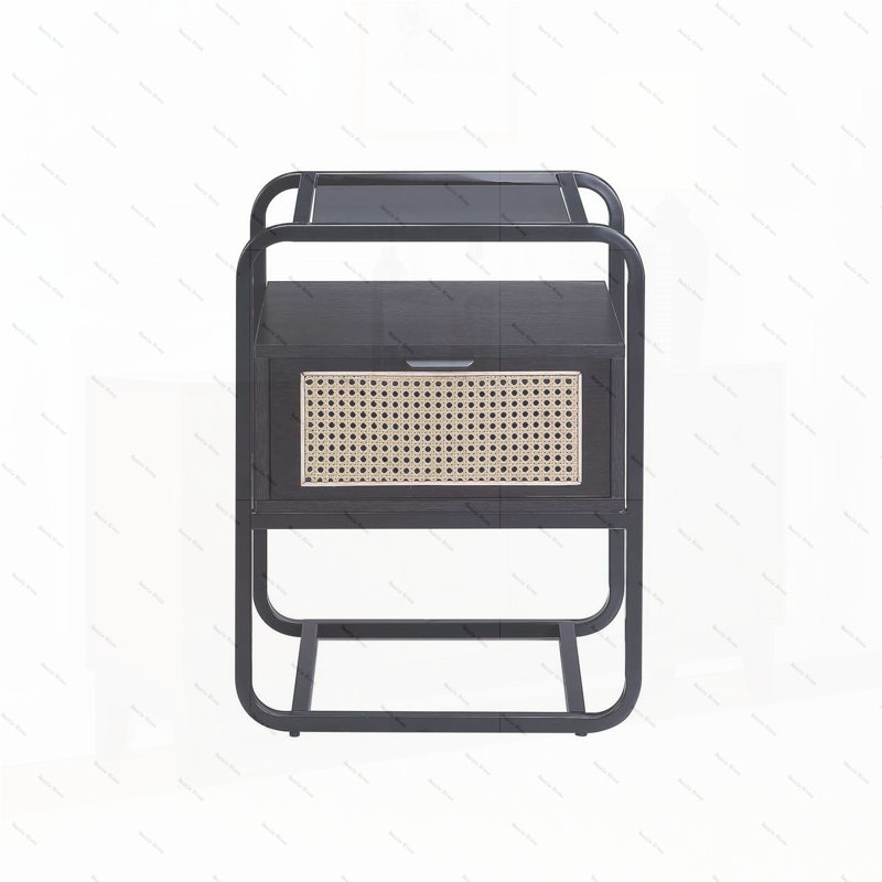 Wonderlin 1-Drawer Metal Nightstand in Black