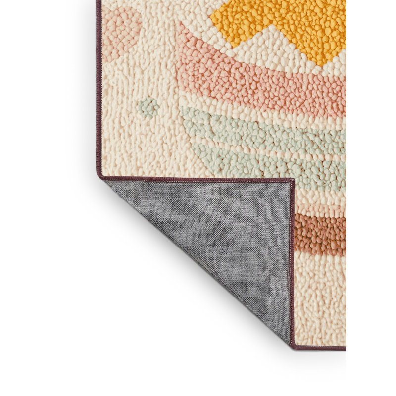 Machine Washable Rhawnhurst Easter Modern & Contemporary Abstract Rug in Beige – Rose Binding, 5x8