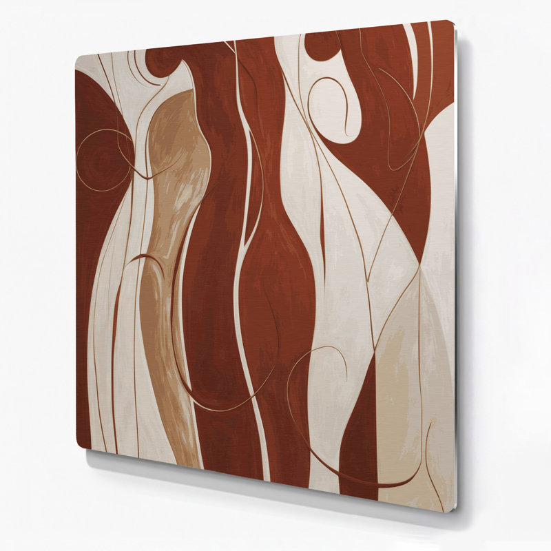 Art mural abstrait en métal brun 17, 12" H x 12" W