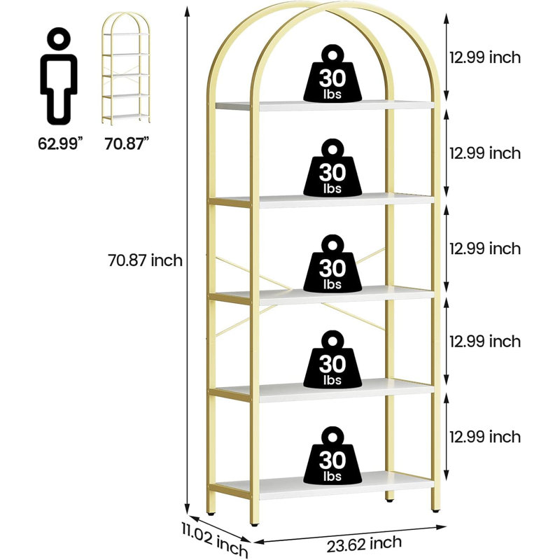 180cm H x 60cm W Metal Bookcase