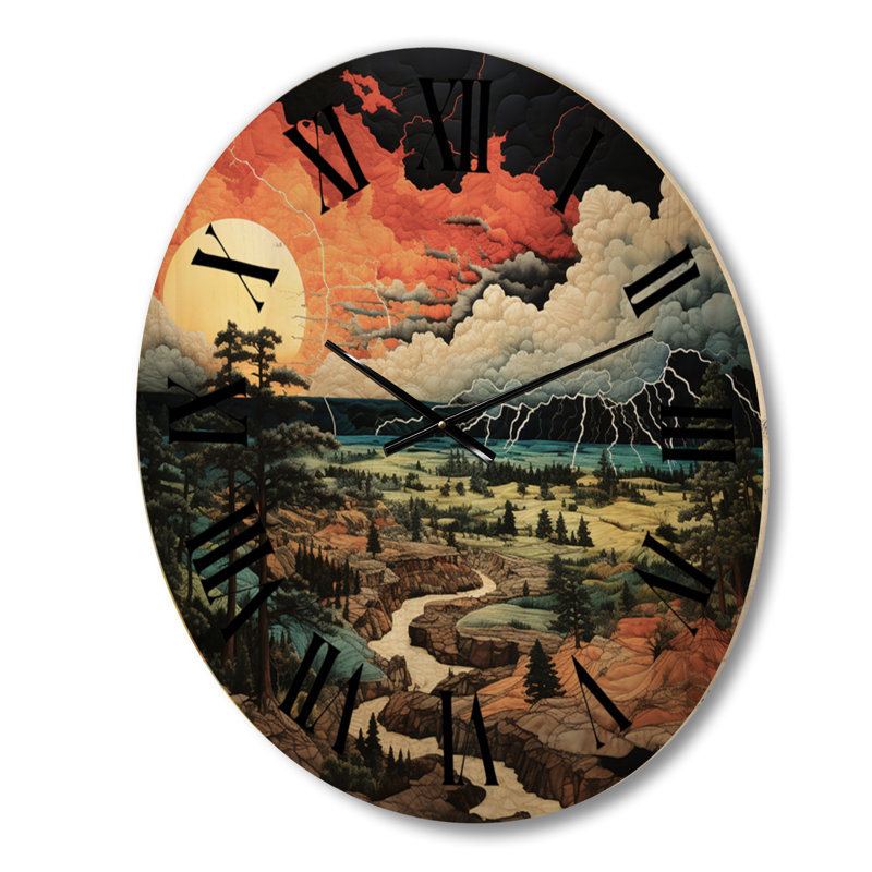 Horloge murale en bois massif Pateros, Moyenne