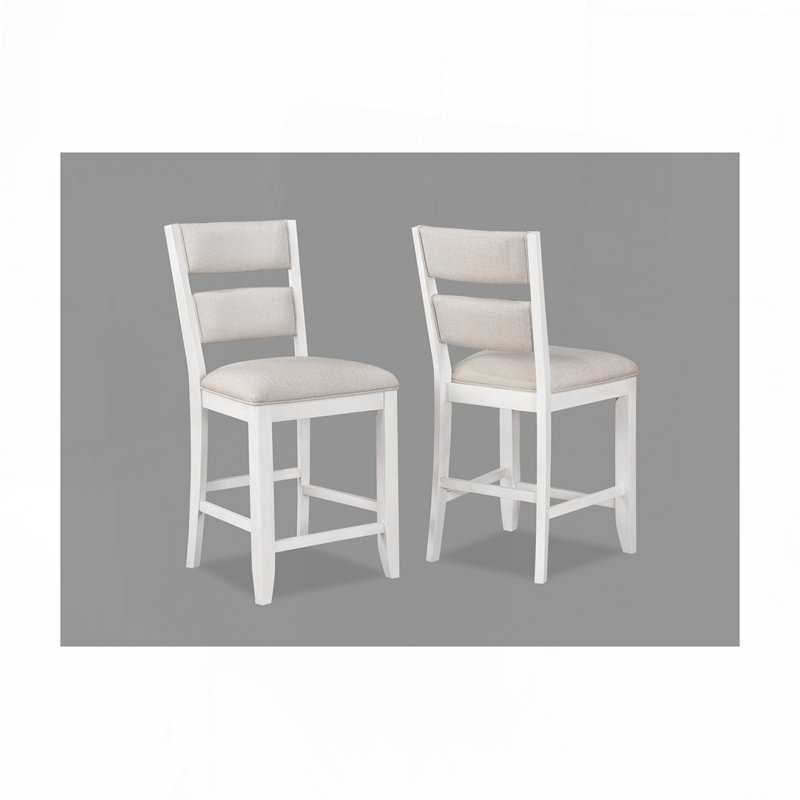 Ensemble de 2 pièces tabouret de bar à hauteur de comptoir noir de style campagnard avec siège et dossier rembourrés de couleur grise