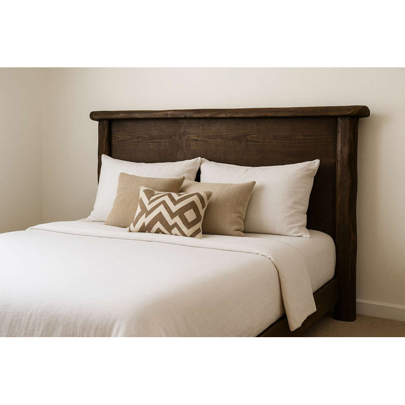 Apgar Collection Rough Sawn Solid Slab Headboard, King - Provincial Stain and Clear Lacquer Finish, Espresso, King