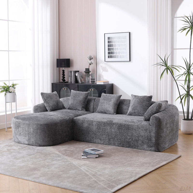 Canapé Boucle 3 places pour le salon surdimensionné Canapé confortable en L avec méridienne Canapé modulaire pour appartement, bureau faisant face à la gauche