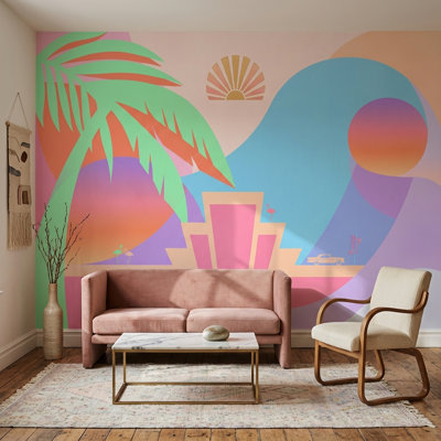 Papier peint Art déco Miami Vibe Tropical