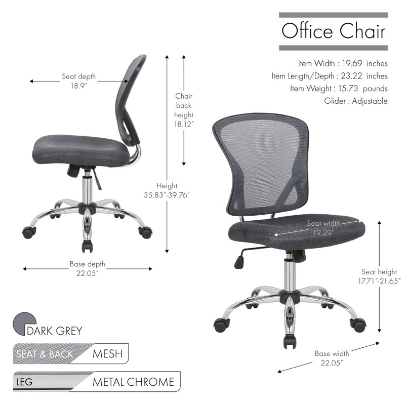 Mesh Office Chair, No, Dark Grey