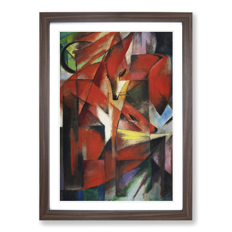 The Foxes Vol.1 by Franz Marc - Picture Frame Painting, Walnut, 48cm H x 36cm W x 2cm D