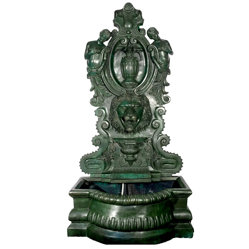 Tête de lion bronze et fontaine nymphes