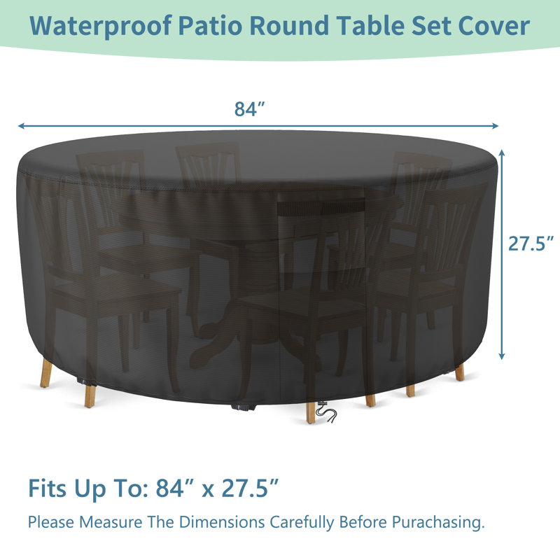 Outdoor Furniture Cover Waterproof Patio Furniture Covers for Round Table Chairs Set, 27.5" H x 84" W x 84" D