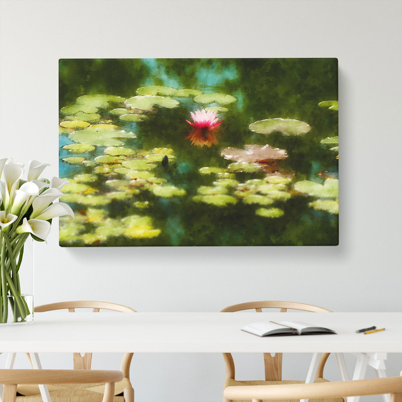 Pink Water Lily Flower Vol.1 - Wrapped Canvas Print, 35cm H x 50cm W x 3cm D