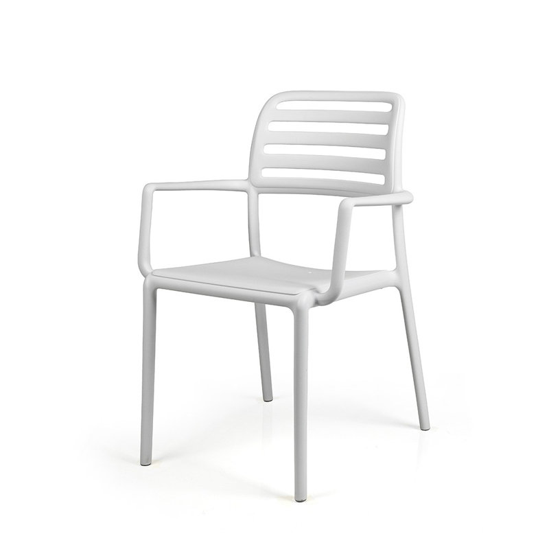 Geertruidenberg Stacking Patio Dining Armchair with Cushion, Bianco