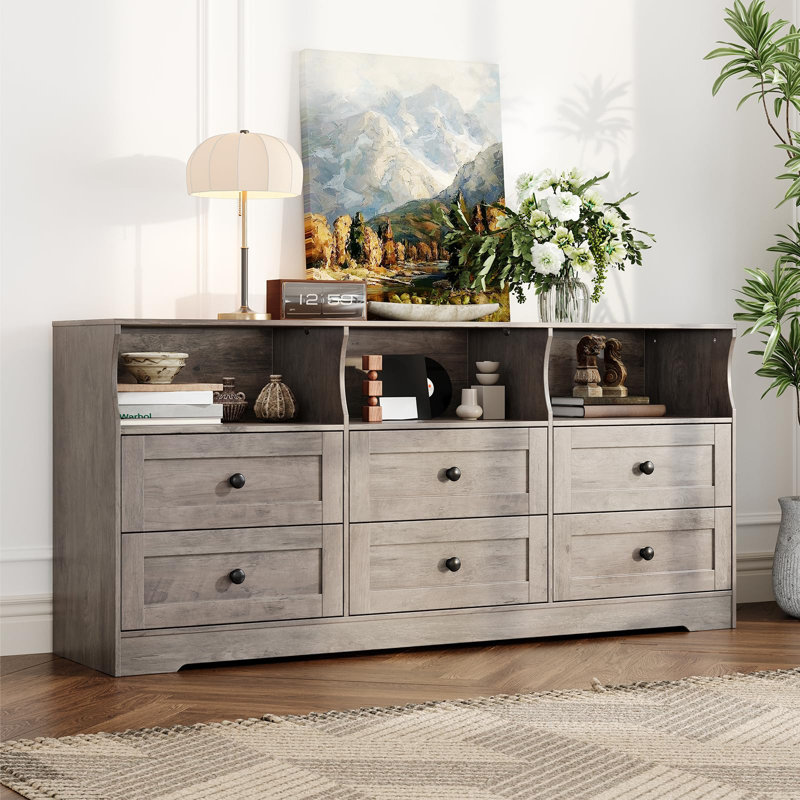Commode 6 tiroirs Modern Modern, Gris