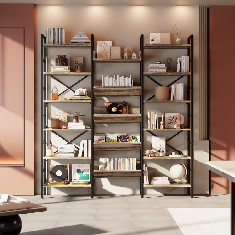 Bibliothèque standard H 88,58 "x l 51,18" Jillette, Brun industriel