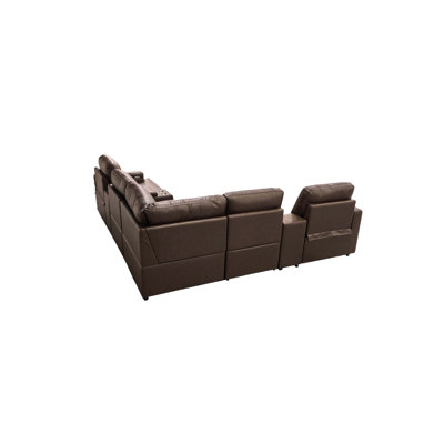 Nterklastone Leather Match Power Recline Sectional
