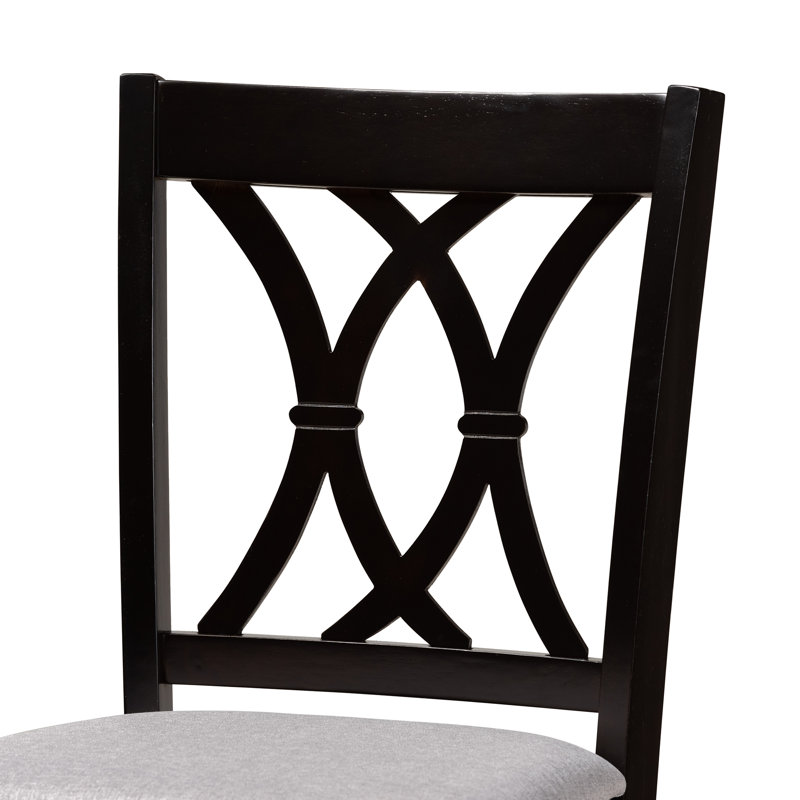 Upholstered Counter Stool with Solid Wood Frame, Gray, Espresso Brown, Counter Stool (25” Seat Height)