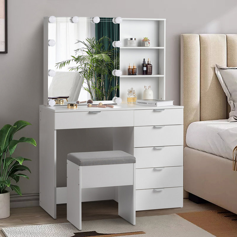 Coiffeuse avec miroir, Blanc