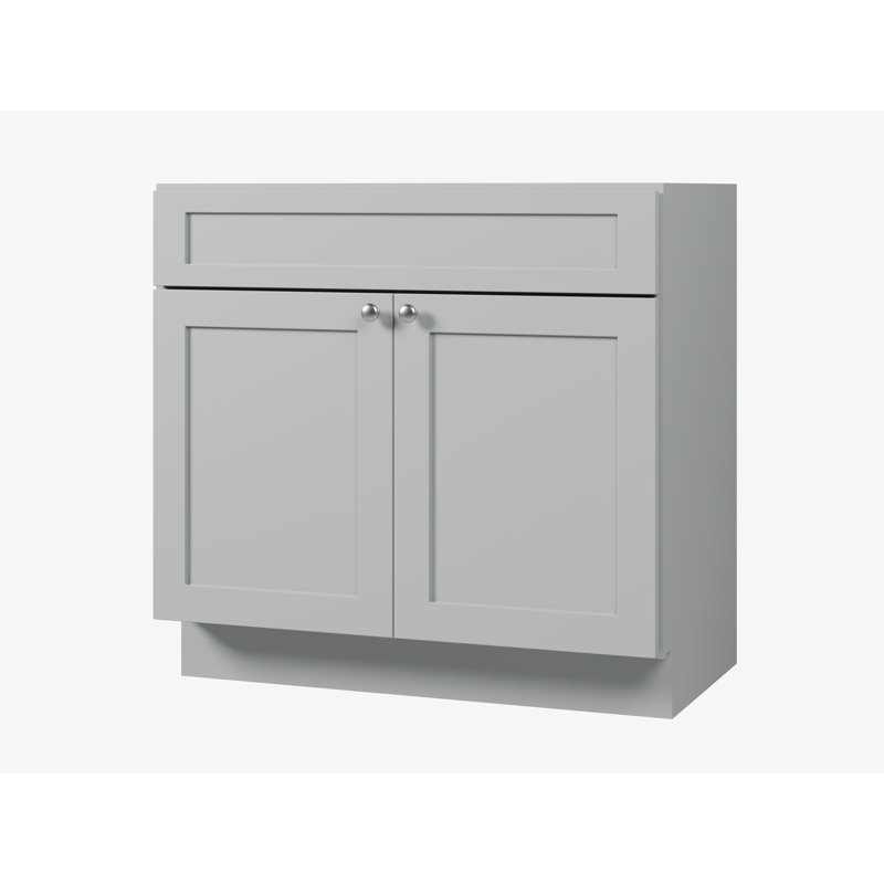 Base de meuble-lavabo en bois massif 36 po Disar, Gris