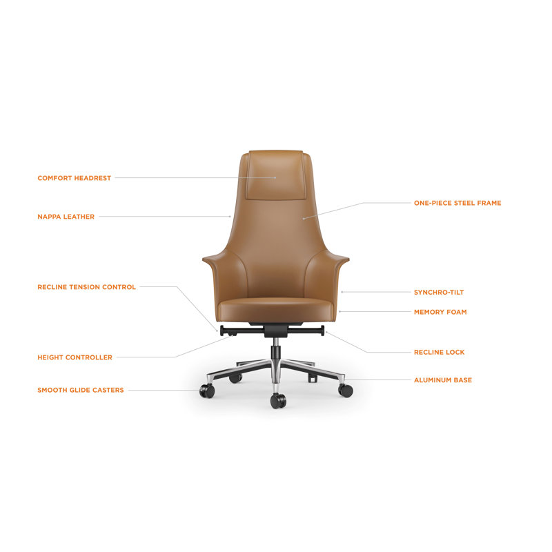 Bolo Swivel Executive Chair, Saddle