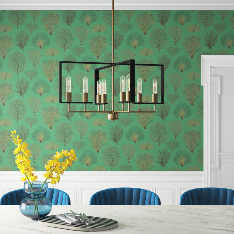 Lustre carré / rectangulaire à 8 lumières pour îlot de cuisine Luka