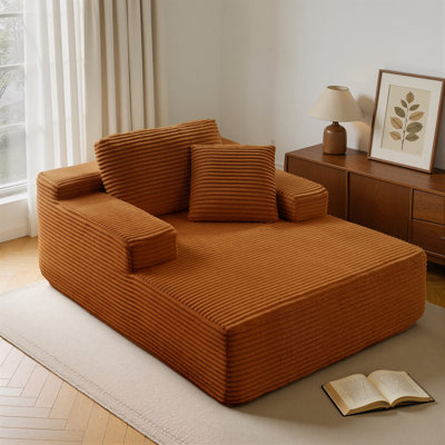 Méridienne 65,1 po pour intérieur, canapé-lit sans os rembourré sans assemblage, canapé-lit à siège profond, canapé-lit à compression en peluche pour le salon