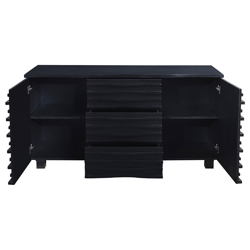 Monette Black 3-Drawer Server
