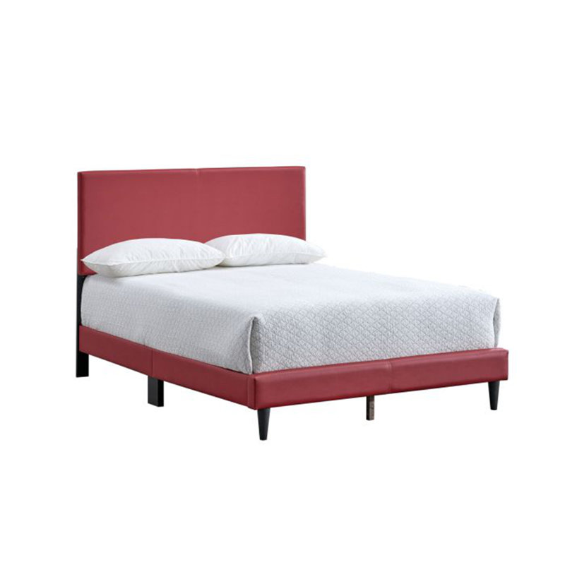 Lit double Baron (matelas non inclus), Double, Rouge