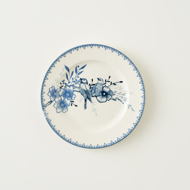 Assiette à dessert en porcelaine Bleu Blanc