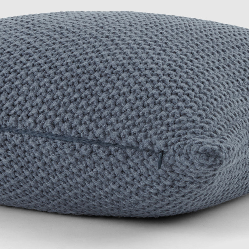 Blue Cotton Knit Square Throw Pillow